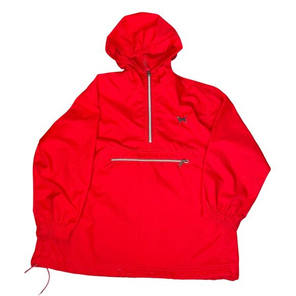The Black Dog Red Kids Quarter Zip 7/8 Windbreaker Rain Jacket Hooded Pullover - Picture 3 of 16